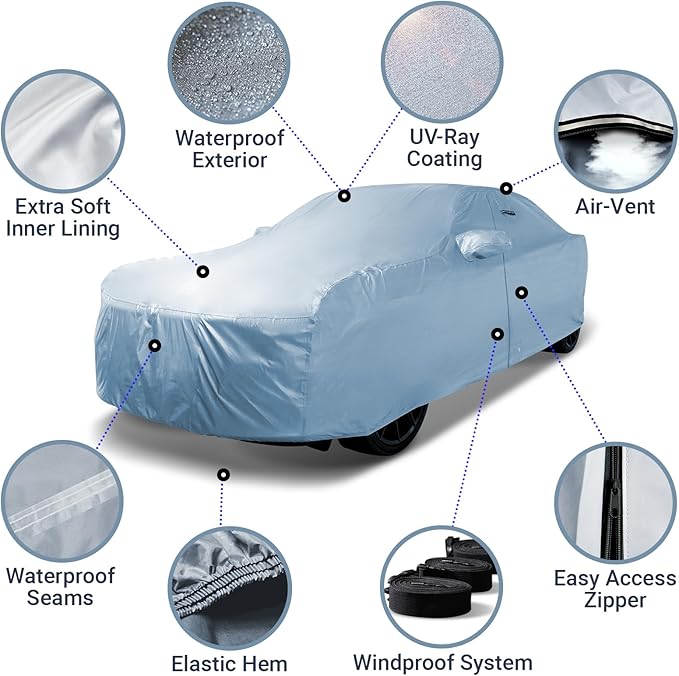 iCarCover Custom Car Cover Compatible with Camaro 1993-2002, Waterproof All-Weather Rain Snow UV Sun Protector Full Exterior Indoor Outdoor Car Covers, 1-Tone (Solid Gray)