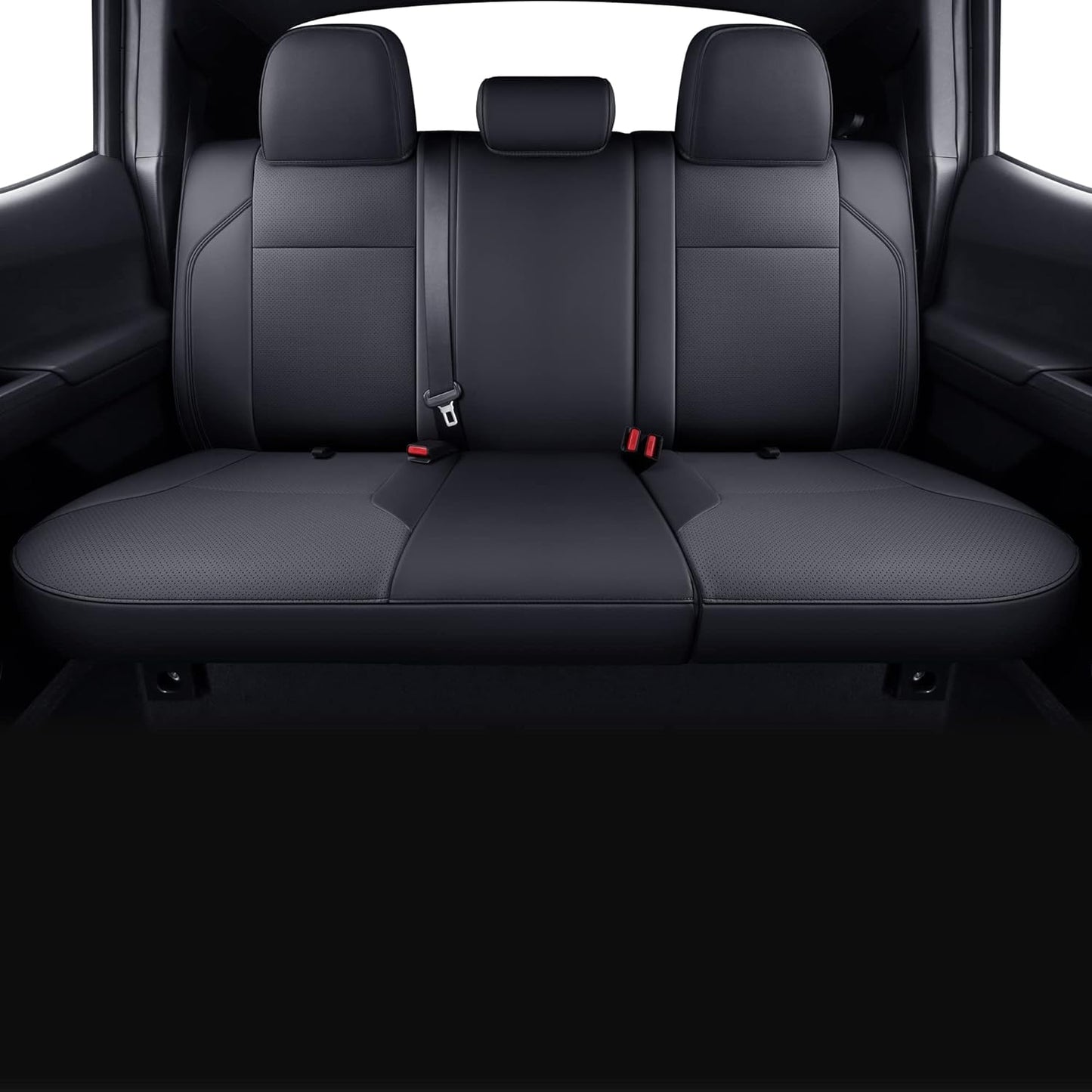 LUCKYMAN CLUB Tacoma Custom Fit Seat Covers for 2016-2023 Tacoma Crew Cab with Faux Leather (Black)