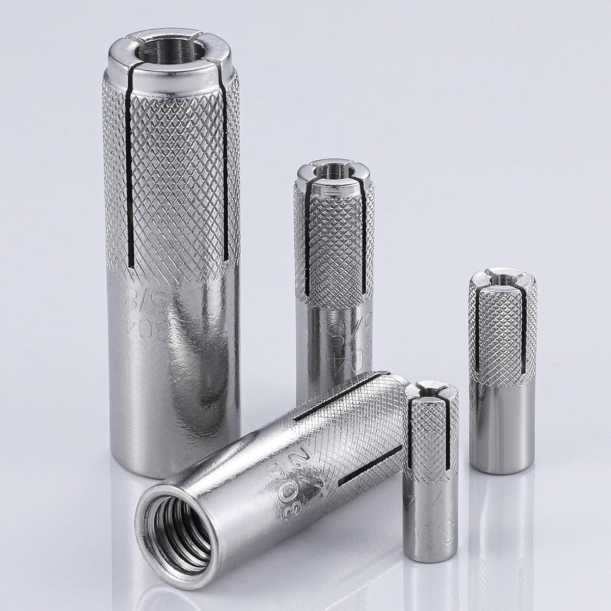 Wensilon(20 pcs) 1/2"-13 Premium Stainless Steel Drop in Anchors Assortment, Knurled Drop-in-Anchor for Solid Concrete, Internal Forced Expansion Screw Bolts