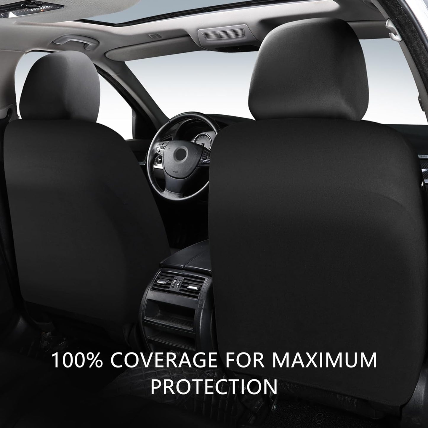 Car Seat Covers,Breathable and Waterproof Front Seat Covers,Luxury PU Universal Fit Automotive Airbag Compatible for Cars Sedans SUV and Truck(2 Pieces,Front Seat,Black+Red,N1)