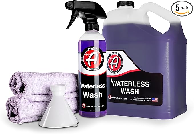Adam's Polishes Waterless Car Wash Kit - Car Cleaning Supplies for Car Detailing | Safe Ultra Slick Lubricating Formula for Car, Boat, Motorcycle, RV | No Garden Hose, Wash Soap or Foam Cannon Needed