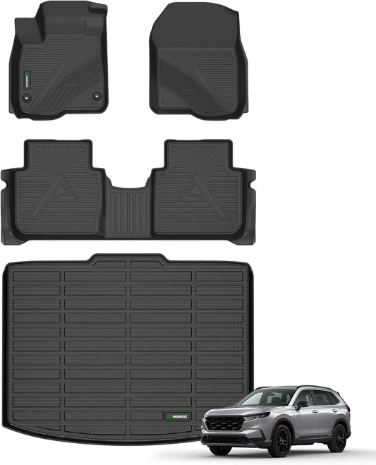ANBINGO® Floor Mats & Cargo Liner for 2023 2024 2025 2026 CRV (Not Hybrid) for CR-V LX | EX | EX-L, All Weather Protection TPE Automotive Floor Liners (Cargo Tray in Lowest Position)
