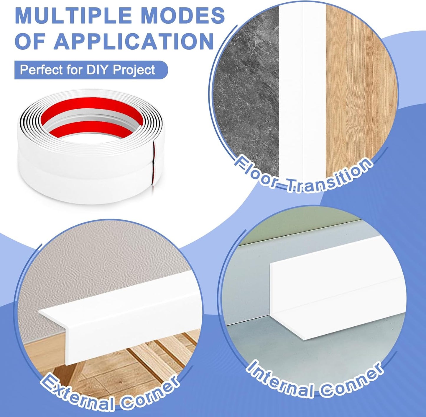 Wall Corner Protector Moulding Trim Peel and Stick Wall Corner Guards Trim Flexible Self Adhesive Edge Protector Moulding, 0.8 in x 20 Ft, White