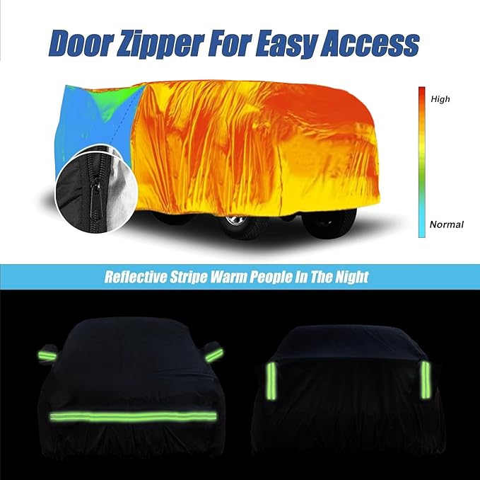 Waterproof Car Covers for Hummer H2 SUV 2002-2009 (Black) 210T Custom 6 Layers Heavy Duty Waterproof All Weather Protection Outdoor
