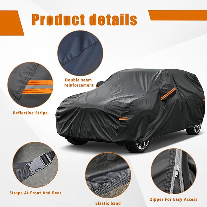 Kayme 7 Layers SUV Car Cover Custom Fit for Nissan Murano (2008-2025) Waterproof All Weather for Automobiles,Outdoor Full Cover Rain Sun UV Protection.Black
