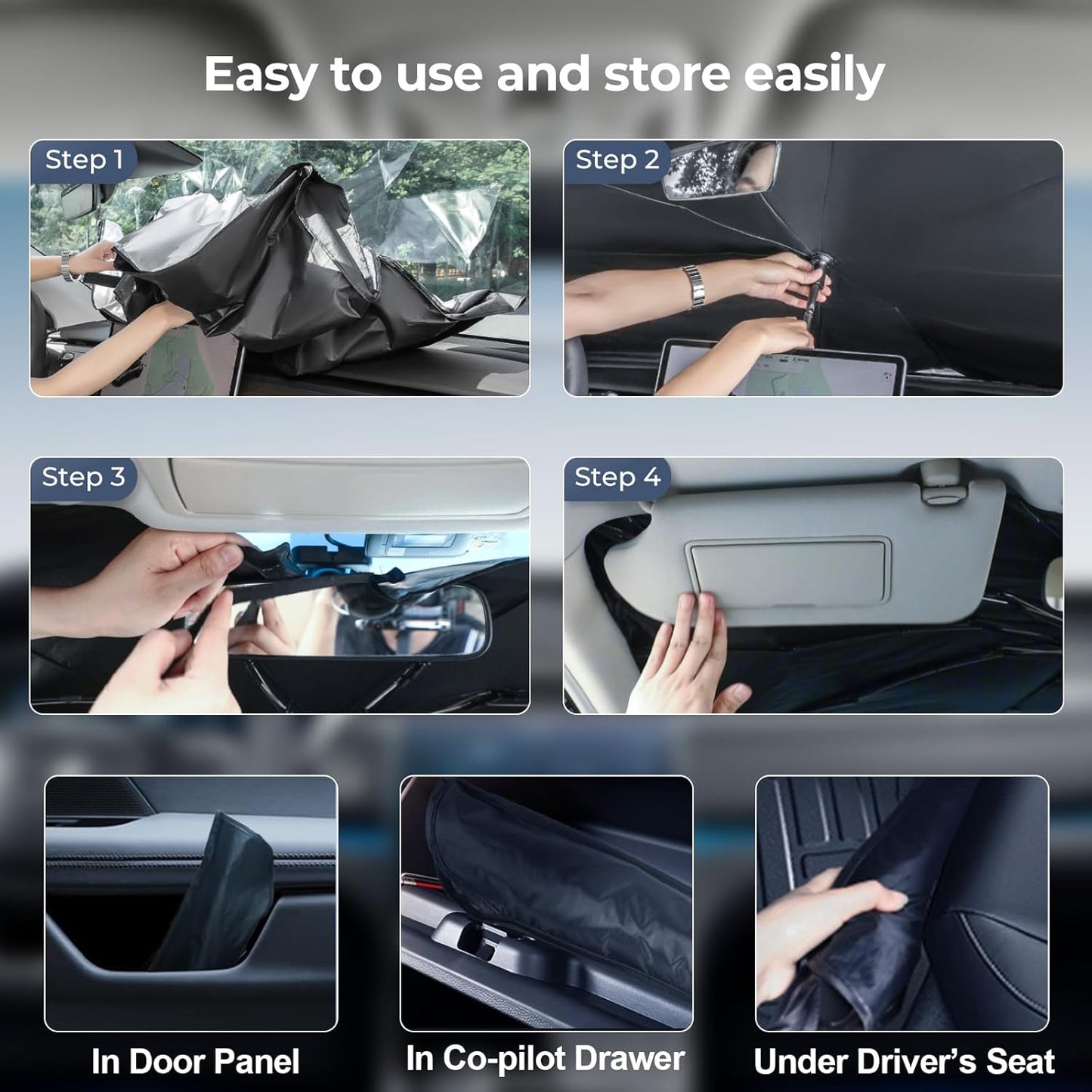 Windshield Sun Shade Umbrella: Custom Fit for 2017-2024 Nissan Rogue Sport S/SV/SL (J11) - Double Thickened Foldable Front Window Sunshade, Superior UV & Heat Protection, Keeps Subcompact SUV Cool