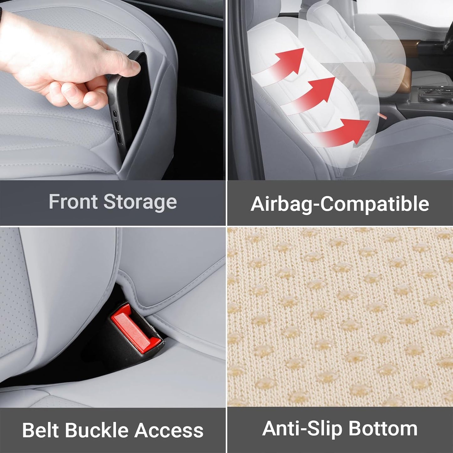Coverland Custom Car Seat Covers Compatible with 2007-2014 Sierra 2500HD Extended Cab - Premium Leather Non-Slip Waterproof Cover Interior Protector Full Set-Gray [See Size Chart-Size X114]