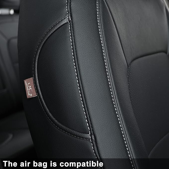LUCKYMAN CLUB 2 Front Chevy Colorado Seat Covers, fit for 2015-2022 Colorado Crew Cab Z71 LT ZR2 Work Truck with Faux Leather (Black 2 pcs)