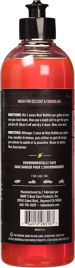 Babe’s Boat Bubbles – High-Sudsing Boat Wash Soap – Safe for Gelcoat, Won’t Strip Wax – pH Balanced & Biodegradable Marine Cleaner - 1 Pint/Spray
