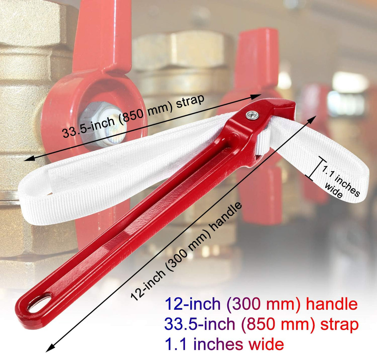Mudder 12 Inch Strap Wrench Adjustable Pipe Nylon Plumbing Strap Wrench Oil Filter Jar Opener Handle Belt Anti-sliding Fixed Tool
