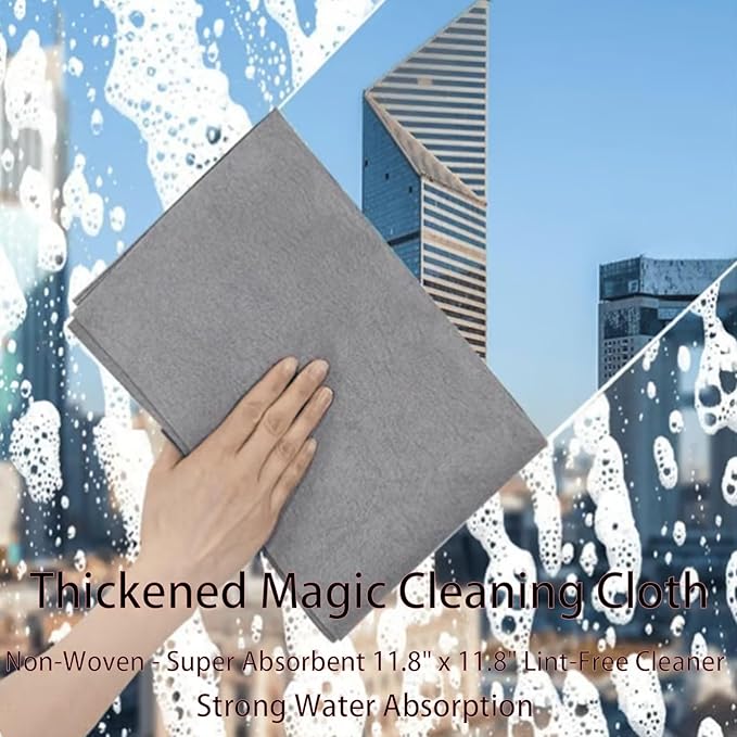 FETNHU Non-Woven - Super Absorbent 11.8" x 11.8" Lint-Free Cleaner, Reusable Thickened Magic Cleaning Cloth, Multipurpose Magic Cloths for Cleaning Glass, Cars, Kitchen, Window, Mirrors (30PCS-Black)