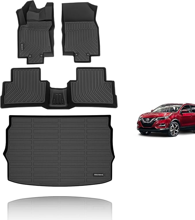 KELCSEECS Floor Mats & Cargo Liner for 2017 2018 2019 2020 2021 2022 Nissan Rogue Sport（Only Fit Cargo Mat in Upper Position） Car Mats Trunk Mat All Weather Rogue Sport Floor Mats Trunk Liner