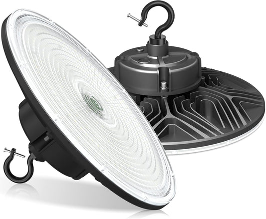 150W UFO-LED-High-Bay-Light, UL & DLC Listed 5000K Daylight 21000LM, 0-10V Dimmable LED High Bay Lights, IP65 Waterproof Commercial Bay Lighting Fixture AC100-277V for Warehouse(1 Pack)