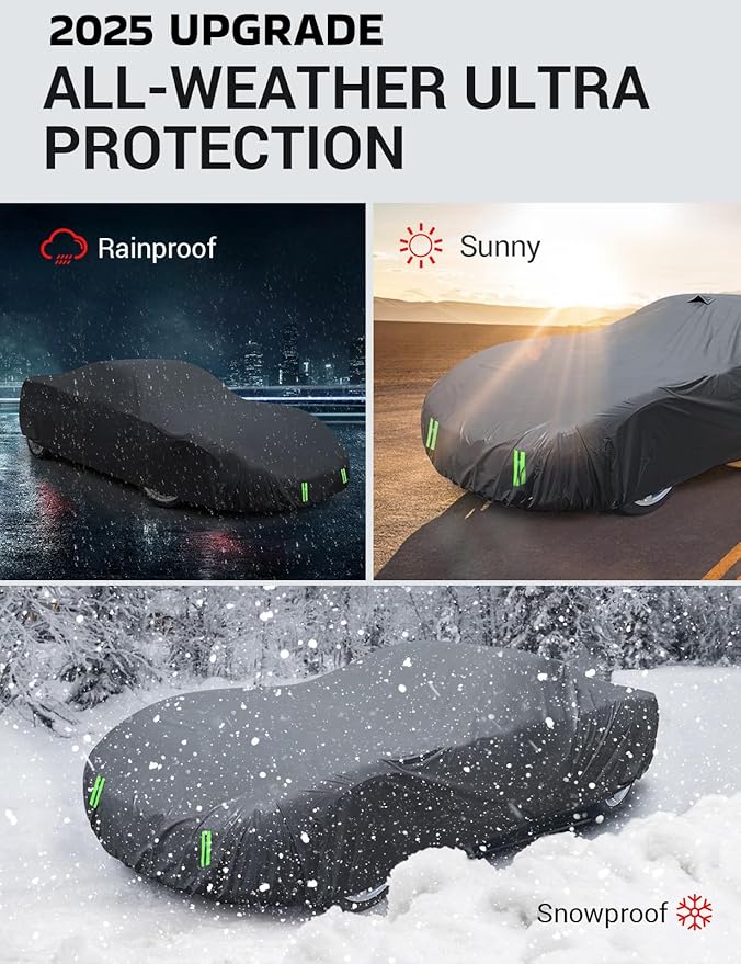 Proadsy 2025 Upgrade Car Cover Compatible with C4 Corvette 1984-1996 Windproof All Weather Waterproof Sun Rain UV Dust Snow Protection Outdoor Covers