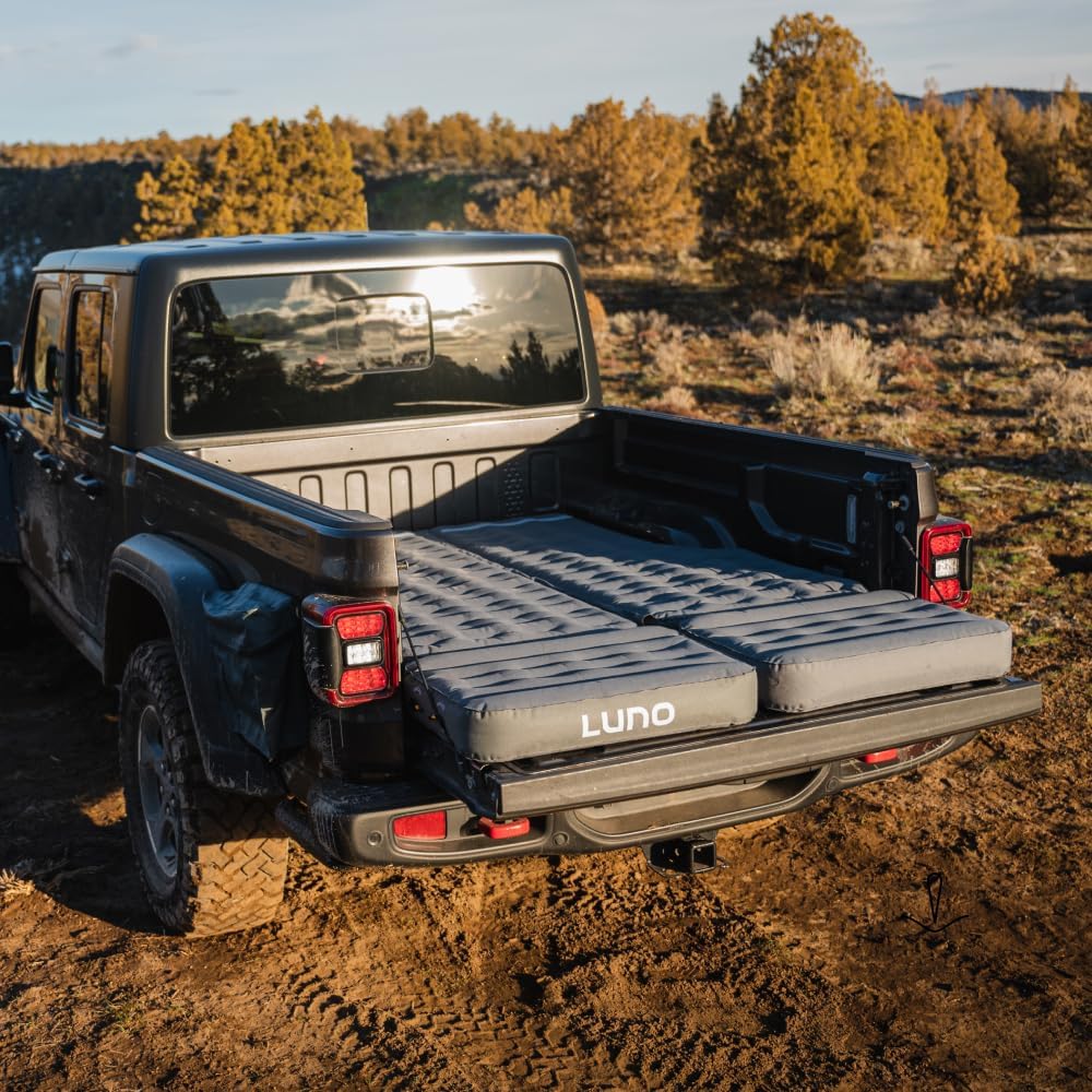 Luno AIR 5ft Truck Bed Mattress Car Camping | Tailored-Fit for Mid-Size Short-Bed Trucks Support | Sleeps 2 People up to 6'7" Tall