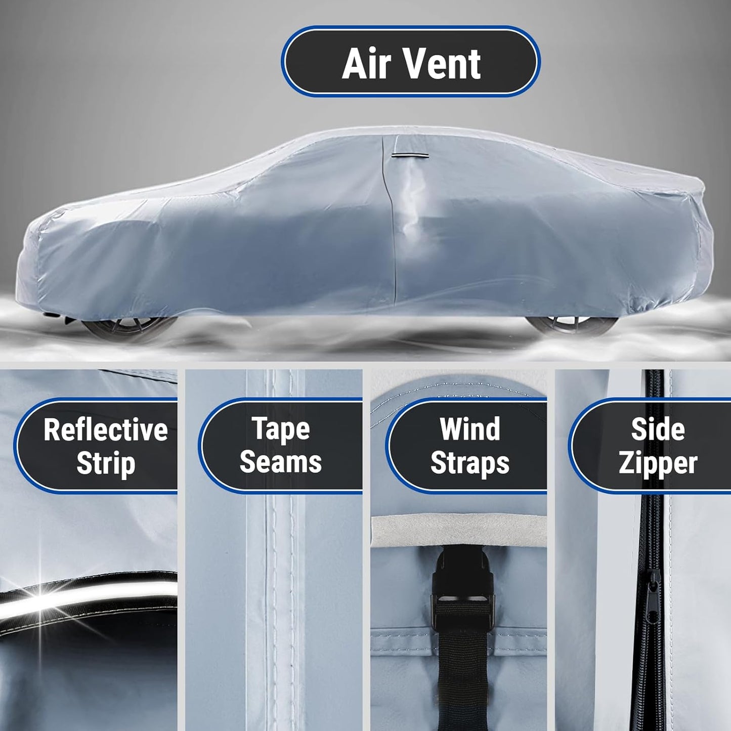 iCarCover Premium Car Cover for 1971-1976 Pontiac Bonneville 2-Door, 4-Door Heavy Duty Waterproof All-Weather Automobiles Custom Fit Indoor Outdoor UV Snow Protection Covers with Straps and Bag
