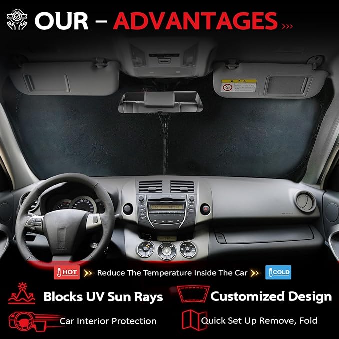 KAYZT Windshield Sun Shade for 2020-2025 Ford Explorer SUV Foldable Sunshade Front Window Custom Fit Car Accessories