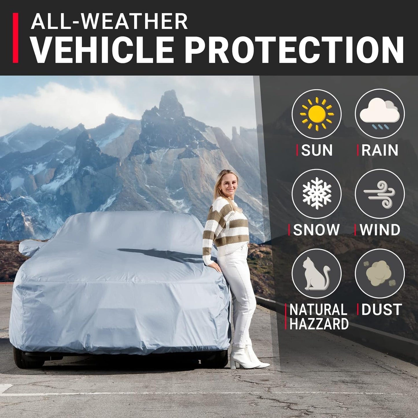 iCarCover Premium Car Cover for 2014-2017 Chevy SS Heavy Duty Waterproof All Weather Automobiles Custom Fit Indoor Outdoor UV Snow Protection Covers with Straps and Bag