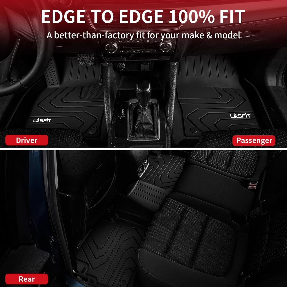 LASFIT Floor Mats Fit for Mazda CX5 2025 2024 2023 2022 2021 2020 2019 2018 2017 Custom Fit TPE All Weather Floor Liners 1st & 2nd Row Car Mats for Mazda CX-5, Black