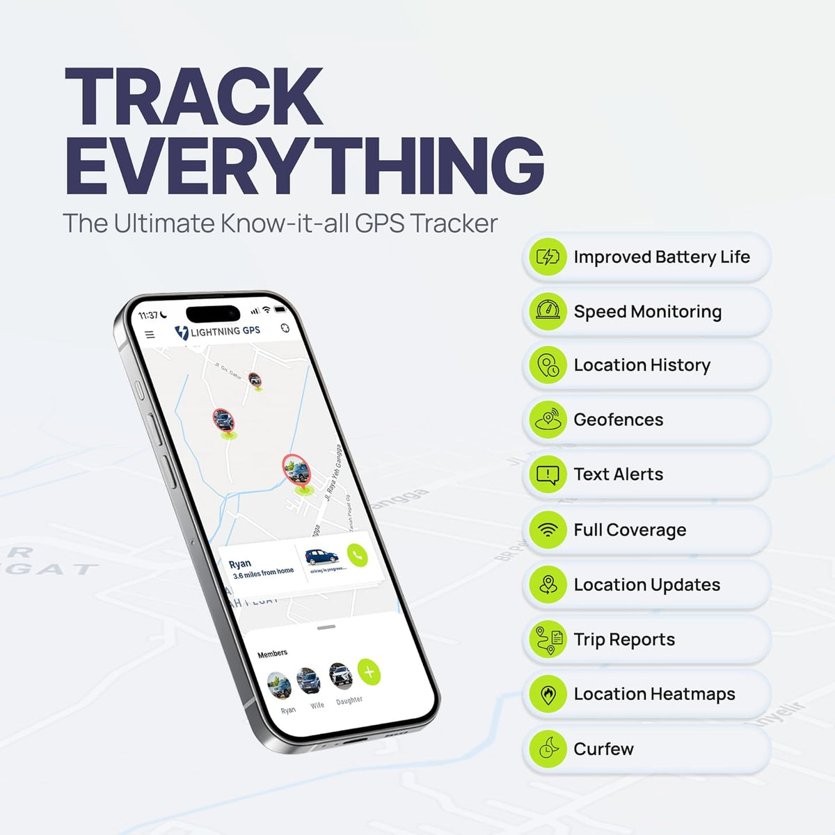 Lightning GPS GL300 GPS Tracker for Vehicles – Real-Time Location Tracking, Anti-Theft & Fleet Management, Speed & Mileage Monitoring, Wireless Hidden Device for Cars & Trucks – Subscription Required