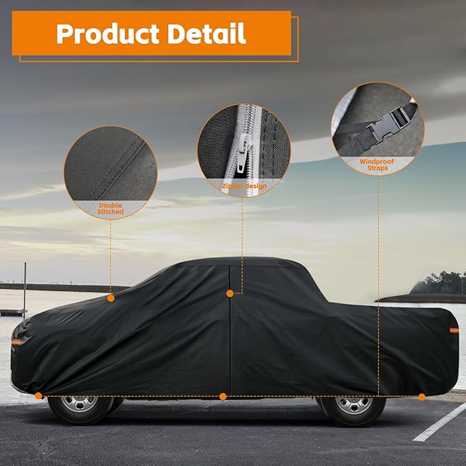 Kayme Truck Cover Custom Fit Dodge Ram 1500(1994-2001) Regular Cab Long Bed. Full Exterior Heavy Duty Outdoor Pickup Truck Car Cover Waterproof All Weather.Car Tarp for Wind Sun Dust Protection.Black