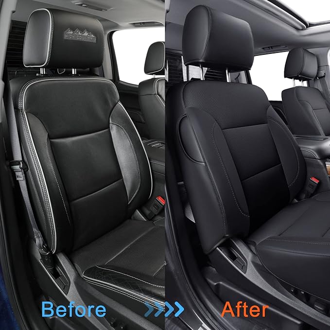 LUCKYMAN CLUB Front Seat Covers fit for Crew Cab/Extended Cab/Regular Cab of 2014-2018 Chevy Silverado Sierra 1500, 2015-2019 Silverado Sierra 2500 3500 (Black 2 pcs)