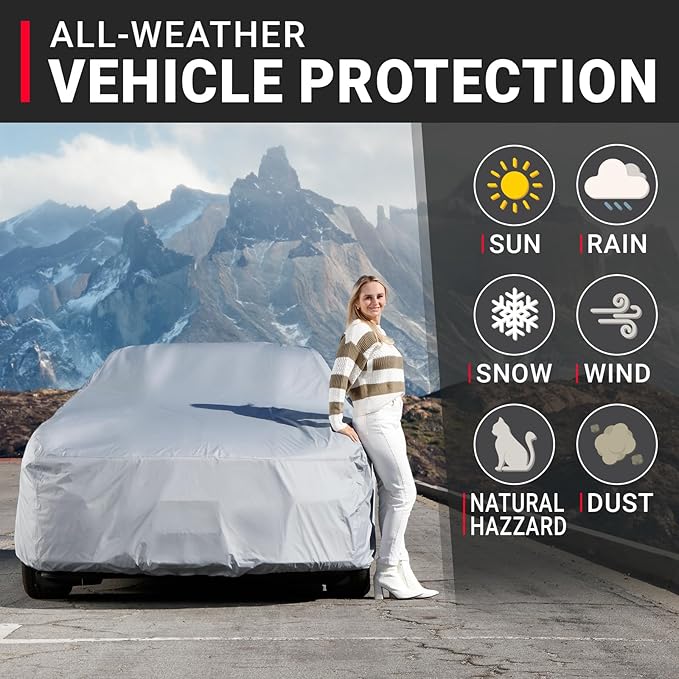 iCarCover Fits: [Pontiac GTO] 1964-1967 Premium Full Car Cover Waterproof All Weather Resistant Custom Outdoor Indoor Sun Snow Storm Protection Form-Fit Padded Cover with Straps