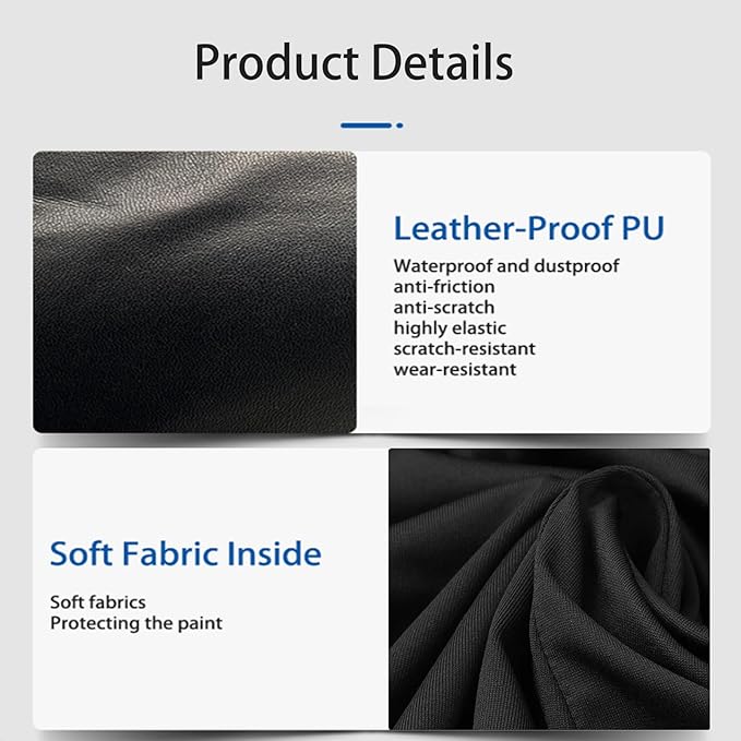 PU Leather Car Cover Waterproof All Weather, Waterproof Car Cover Fit for C-orvette C8 2020-2025 Stretch Heavy Duty Outdoor Car Covers Compatible with Rear High Wing Spoiler C8 Accessories