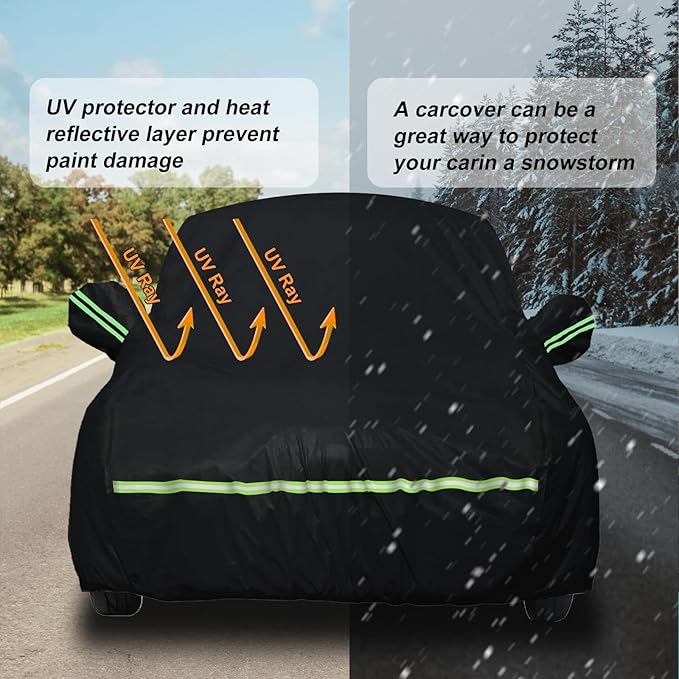 Waterproof Car Covers for Hummer H2 SUV 2002-2009 (Black) 210T Custom 6 Layers Heavy Duty Waterproof All Weather Protection Outdoor