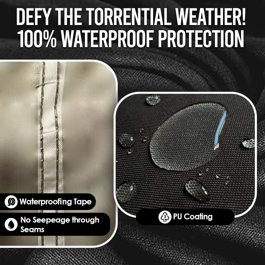 Your Ride! Heavy Duty Motorcycle Cover Waterproof Outdoor 210 Oxford Fabric with Heat Sealed Seams Ultra Waterproof Fits up to 88.6" All Weather Scooter Cover for Sport Bike with Carry Bag