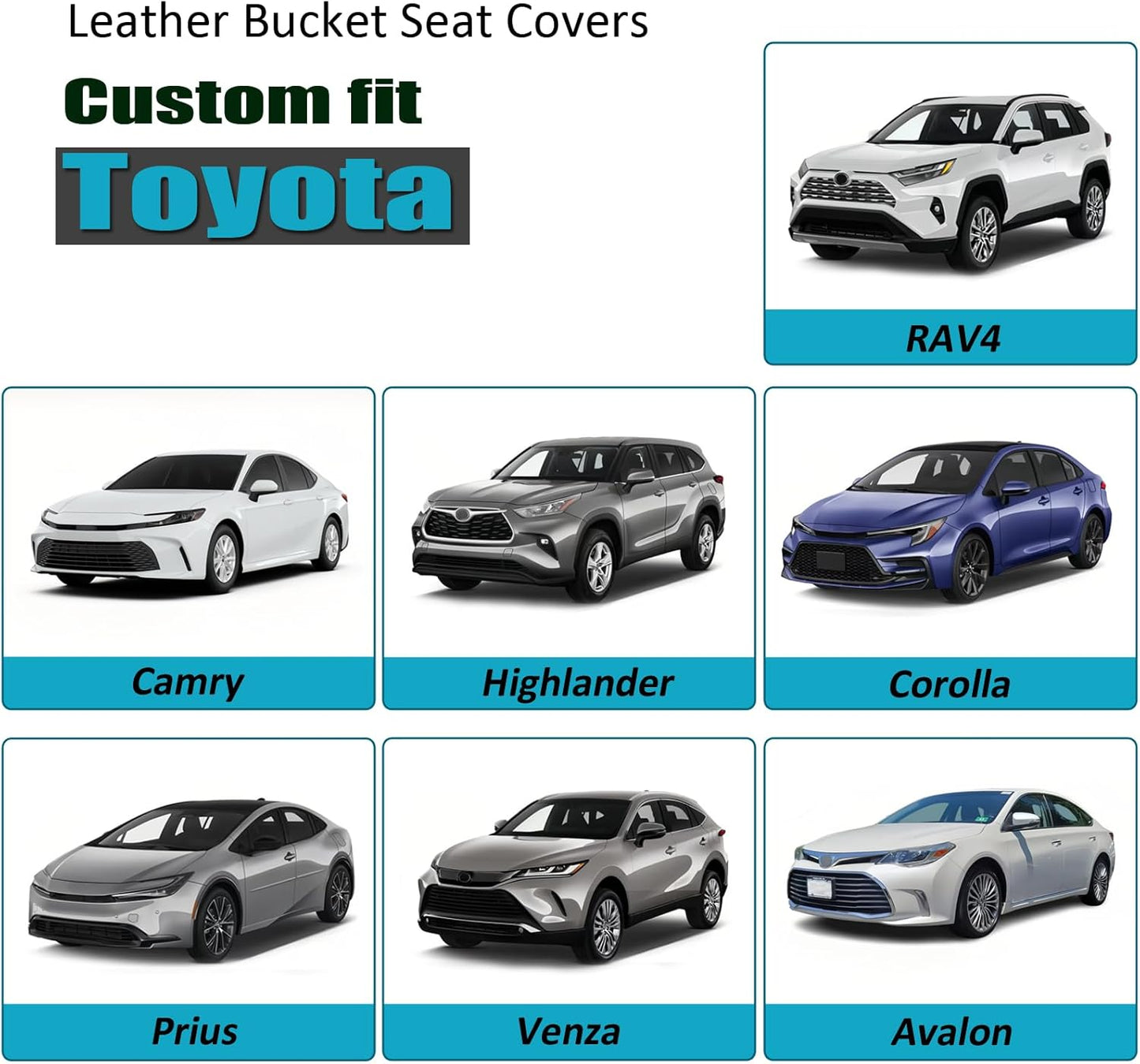 GIANT PANDA Front Car Seat Cover Custom Fit Toyota, 3D Air Mesh Car Seat Covers for Toyota Rav4 Camry Highlander Corolla Prius (Grey+Black) 2-Pack