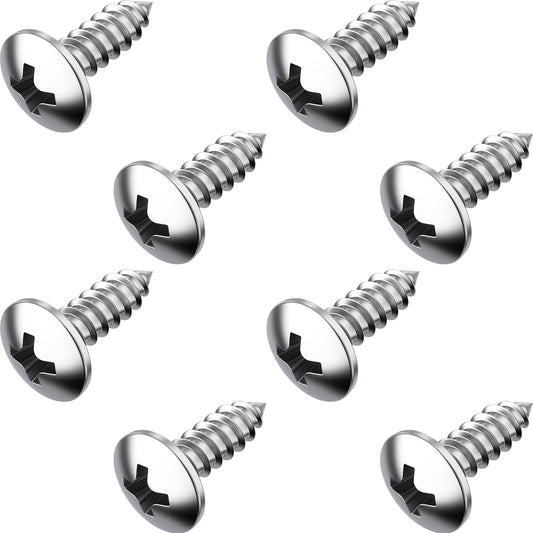 Stainless Steel License Plate Screws for License Plates, Frames, Covers - Rust Proof Licence Plate Screw Set for Front/Rear Compatible with Buick Cadillac Chevrolet GMC