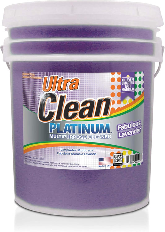 Ultra Clean Platinum Multipurpose Cleaner, Non-Abrasive and Bleach-Free, for Kitchen Counters, Bathroom Floors and Garage Spaces, Lavender, 5 Gallons