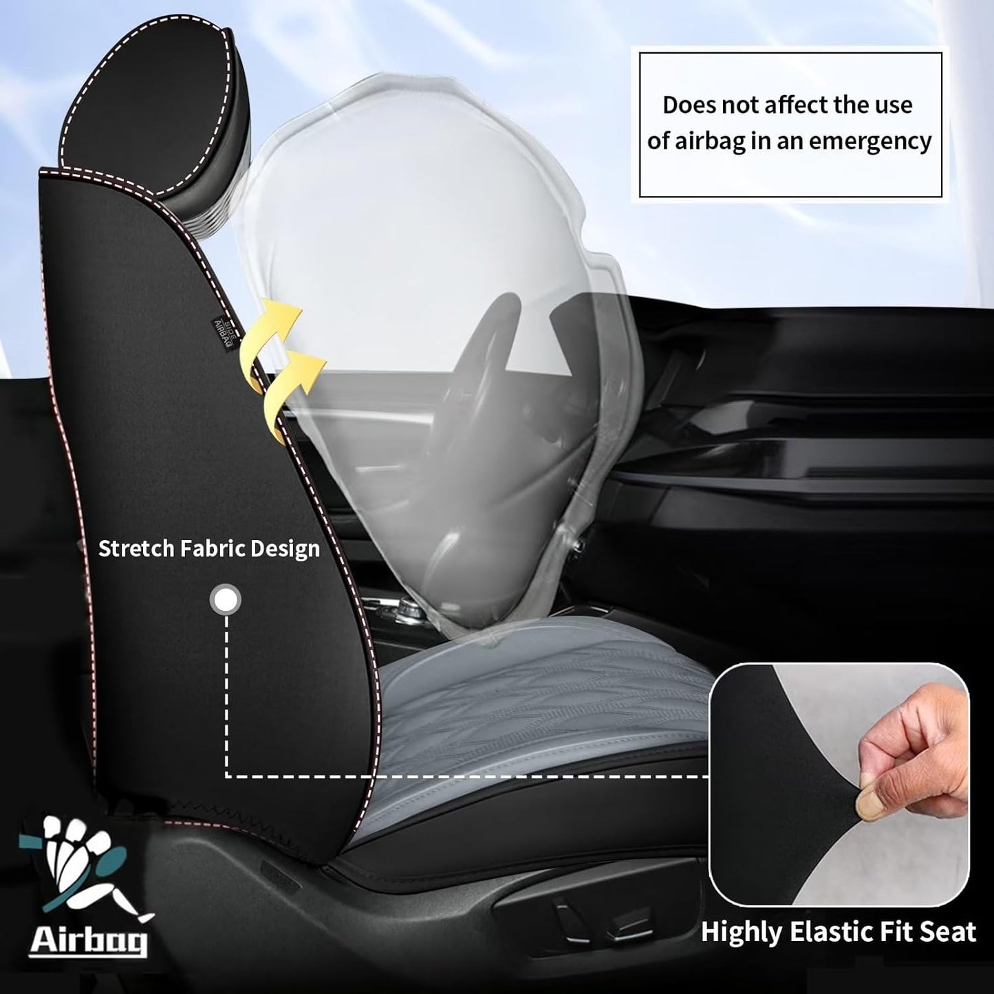 Leather Seat Covers for Car Fit for Toyota Camry 2012-2025 Full Set Car Seat Covers Waterproof Non-Slip Automotive Seat Cushion Protectors (5 Seats,Black&Grey)