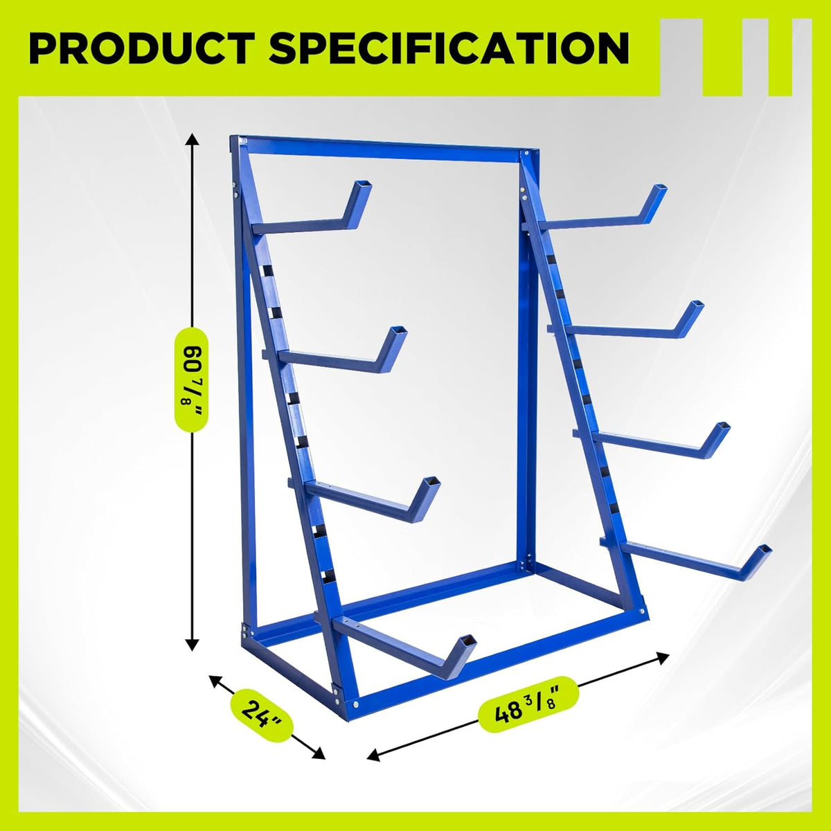 Heavy Duty Steel Horizontal Storage Rack with 4-Level Lumber Organizer Shelf Pipe Organizer Support Rack For Supermarket，Garage, Basement, Pantry, Workshop, 24''L x 60-7/8''H x 48-3/8''W