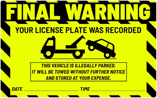 easykart labels 50 Parking Violation Notice Parking Violation Stickers Tow for Car Parking Warning Adhesive Car Window Fluorescent Green Labels (1 Pack)
