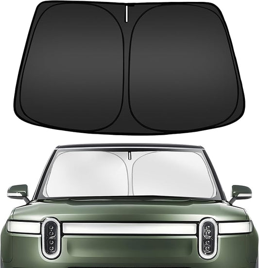 ARISMOTOR Windshield Sun Shade for Rivian R1S 2022-2025 2026, Custom Fit Foldable Front Window Sunshade Sun Visor Protector, Block UV Rays Keep Your Car Cooler