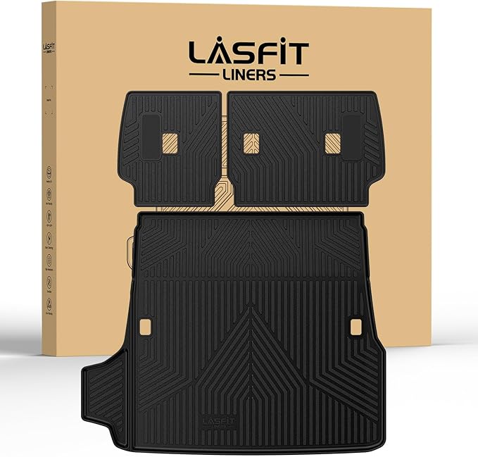 LASFIT Trunk Mat&Backrest Mat for Toyota 4Runner 2025(Only Fit 5 Seats), All Weather TPE Custom Fit Cargo Liner for 4Runner SR5/TRD/Limited 6th gen 4 Runner Cargo Mat, Black