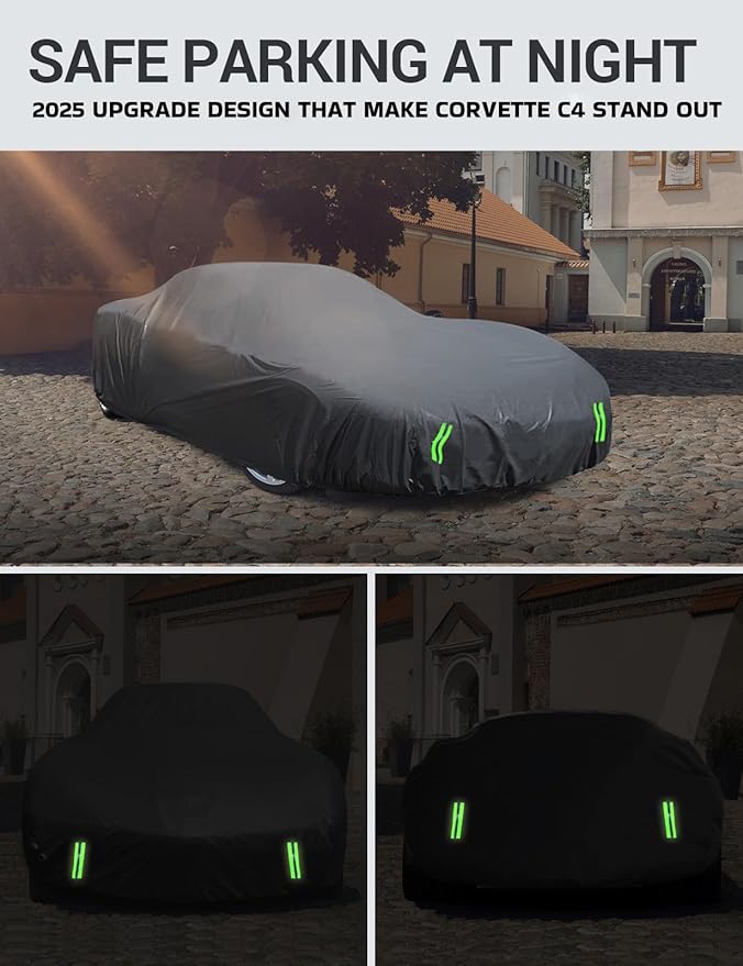 Proadsy 2025 Upgrade Car Cover Compatible with C4 Corvette 1984-1996 Windproof All Weather Waterproof Sun Rain UV Dust Snow Protection Outdoor Covers