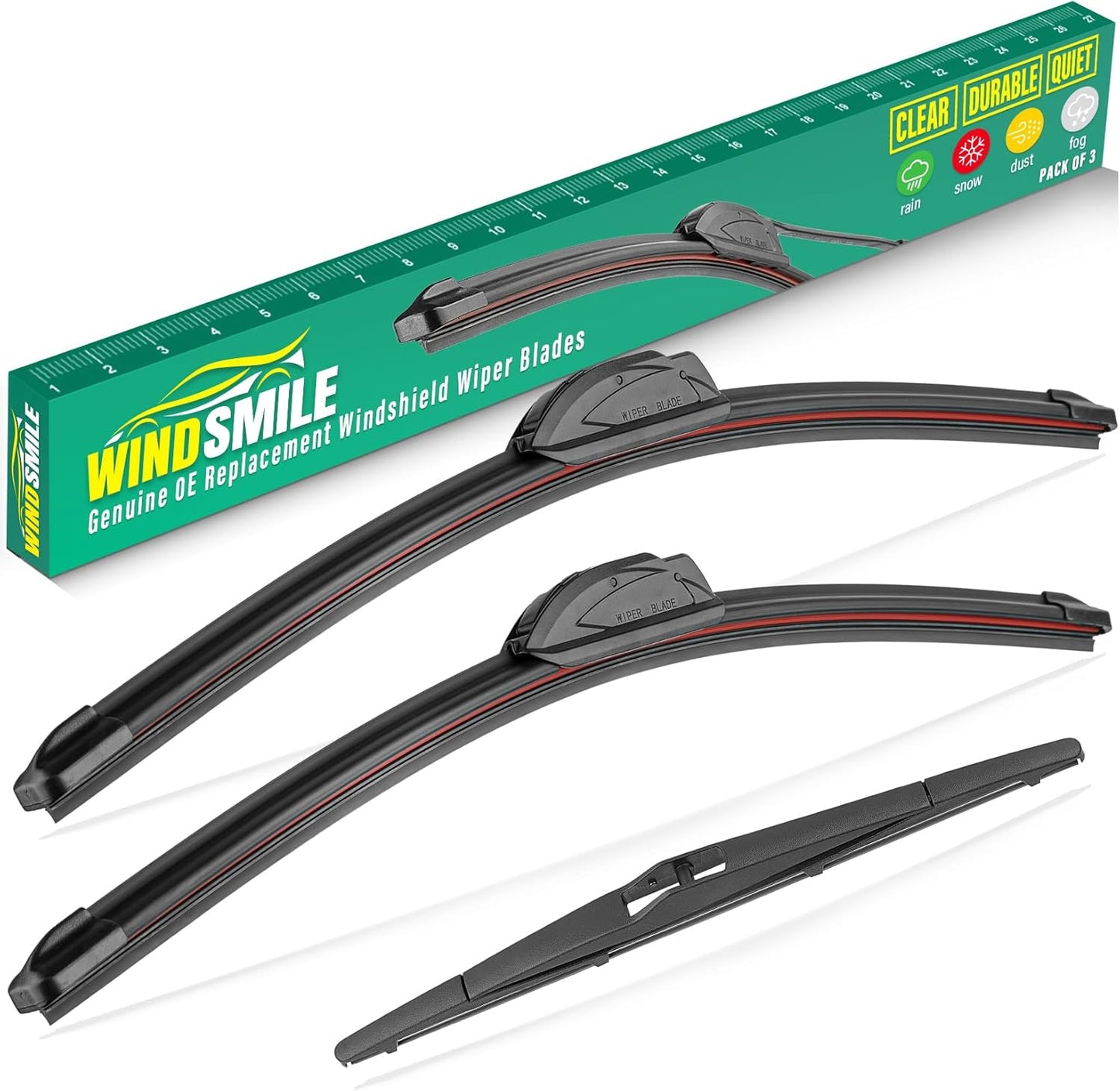 26" 16" 12" Windshield Wiper Blades Replacement for Hyundai Tucson 2010 2011 2012 2013 2014 2015 Premium All Weather Front Rear Wipers Set - OEM Quality (Pack of 3)