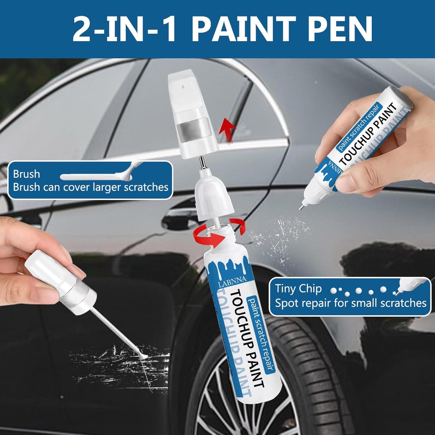 Carbon Black (416) Touch Up Paint for BMW-Exact Match 2 in 1 touchup Paint Pen for Chips and Nicks Repair Car Paint Scratch Repair Kit