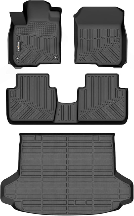 GINOWY-Floor Mats & Cargo Liner for Honda HRV & HR-V Hybrid 2023-2025 2026, TPE All Weather 2025 HRV Car Mats, Waterproof Anti-Slip HRV 2024 Trunk Mat, HRV Floor Liners Accessories Black