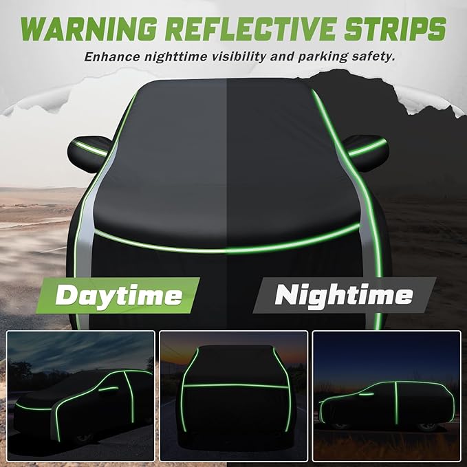 Mixsuper Liner Car Cover for Ford Escape 2000-2026, 7 Layers Waterproof Car Cover Accessories for Escape with Zipper Door, Windproof Straps, Reflective Strips, Anti-UV, All Weather