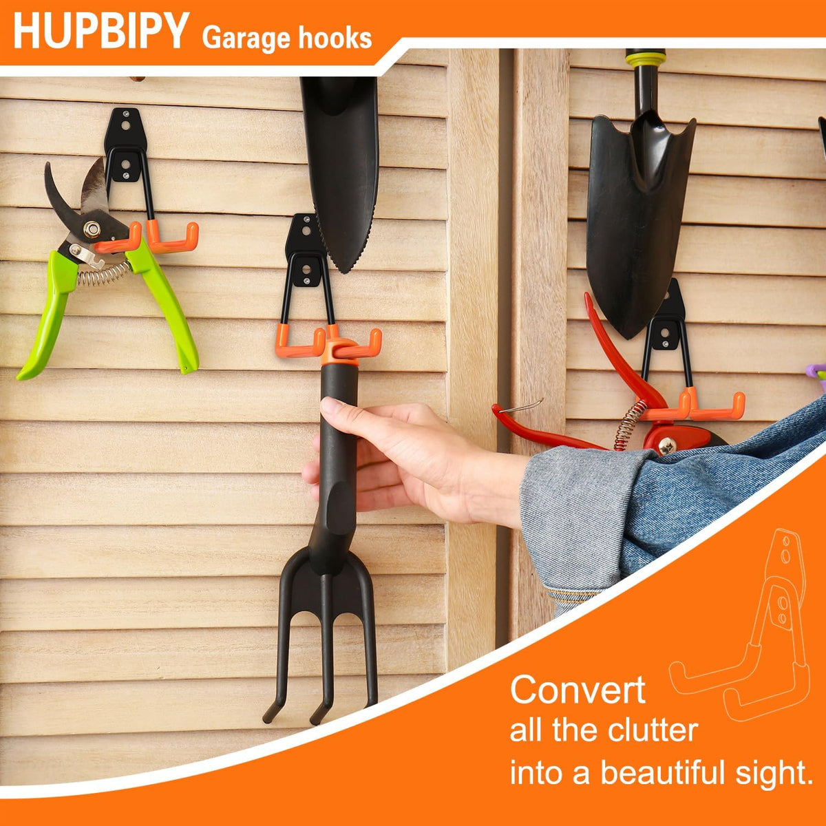 Heavy Duty Garage Hooks 10 Pack, 5.1 inch Medium U Shaped Hanger, Wall Mounted Storage System, Power and Garden Tool Organizer, for Hanging Ladders, Hose, Bulk Items and More