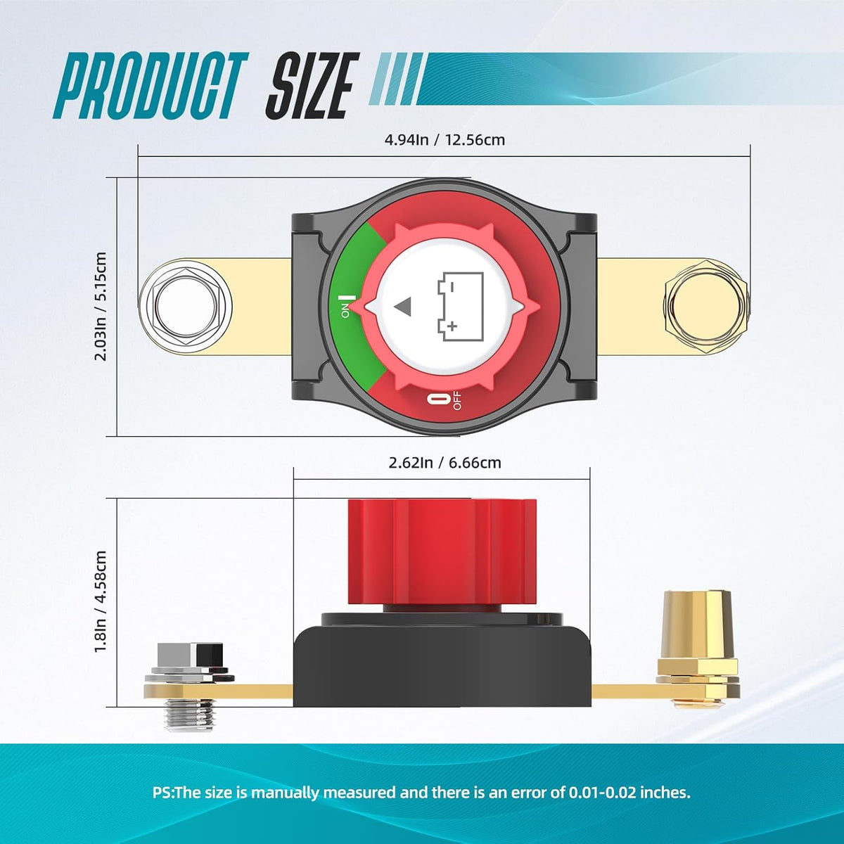 Battery Disconnect Switch, Hilictokt Top Post to Side Post Battery Switch 275A 12-48V Heavy-Duty Battery Disconnect Switch Battery Cut Off Switch for Car Vehicle RV and Boat (On/Off)