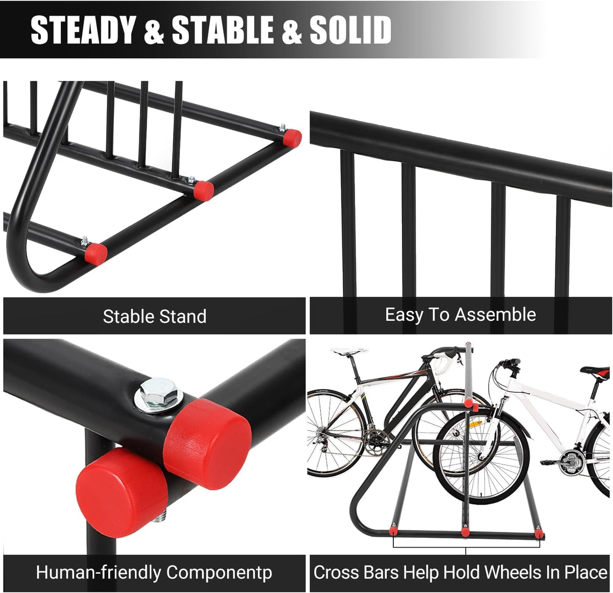 Commercial Grid Bike Rack for 10 Bikes - Heavy Duty Metal Bike Stand Floor, Outdoor Bicycle Parking Rack for Garage, Retail, School, Backyard, Bike Shop (Double Side)