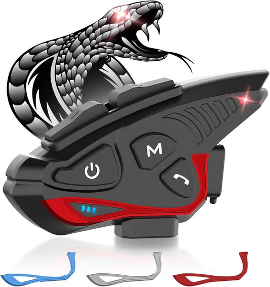 Moman Motorcycle Intercom Headset, CP-S 8 Riders 2000M Group Helmet Communication System, Universal Pairing with HiFi Noise Cancellation Music Share FM Radio Helmet Group Communicator for Motorbike