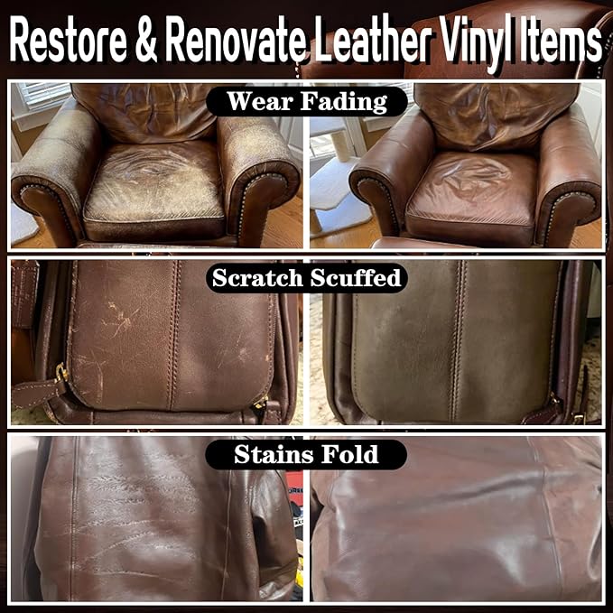 Leather Recoloring Balm Black Leather Dye Vinyl Paint Car Interior Seat Furniture Conditioner Couch Recliner Boots Jacket Shoes Handbag Purse Belt Color Restorer Fade Wear Scratch Remover Repair Kit