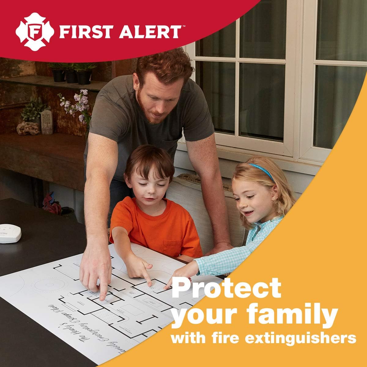 First Alert Fire Extinguisher for Home, Standard Rechargeable Compliance Unit, UL RATED 1-A:10-B:C, HOME1-4, Red, 4-Pack