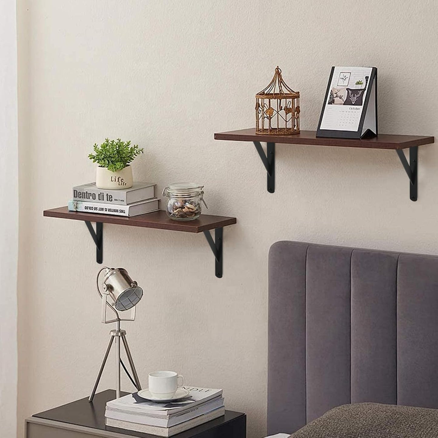 24 Pack L18 x H 12" Black Heavy Duty Shelf Brackets with Screws Metal Shelf Brackets Shelf Support Angle Brackets for Shelves L Brackets Heavy Duty Floating Shelf